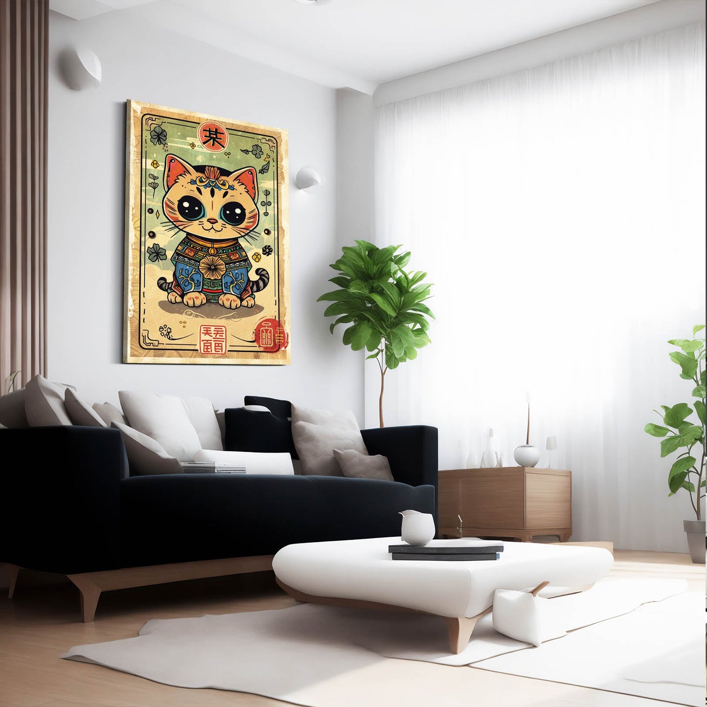 Japan Cat Wall Arts Canvas