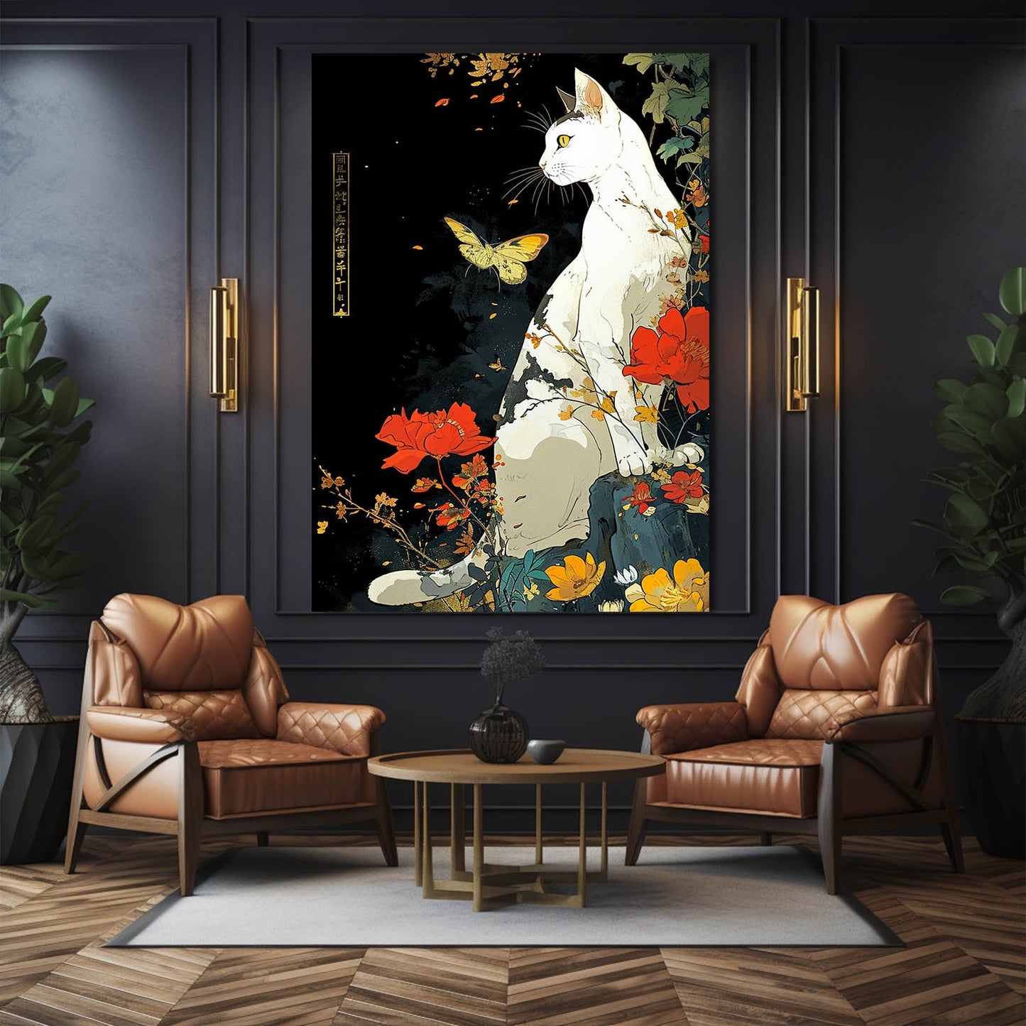 Japan White Cat Wall Art