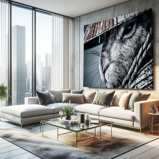 Japanese Bunny Art – angled canvas view on white background