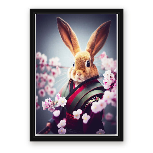 Japanese Bunny Wall Art – with Premium Black wood frame