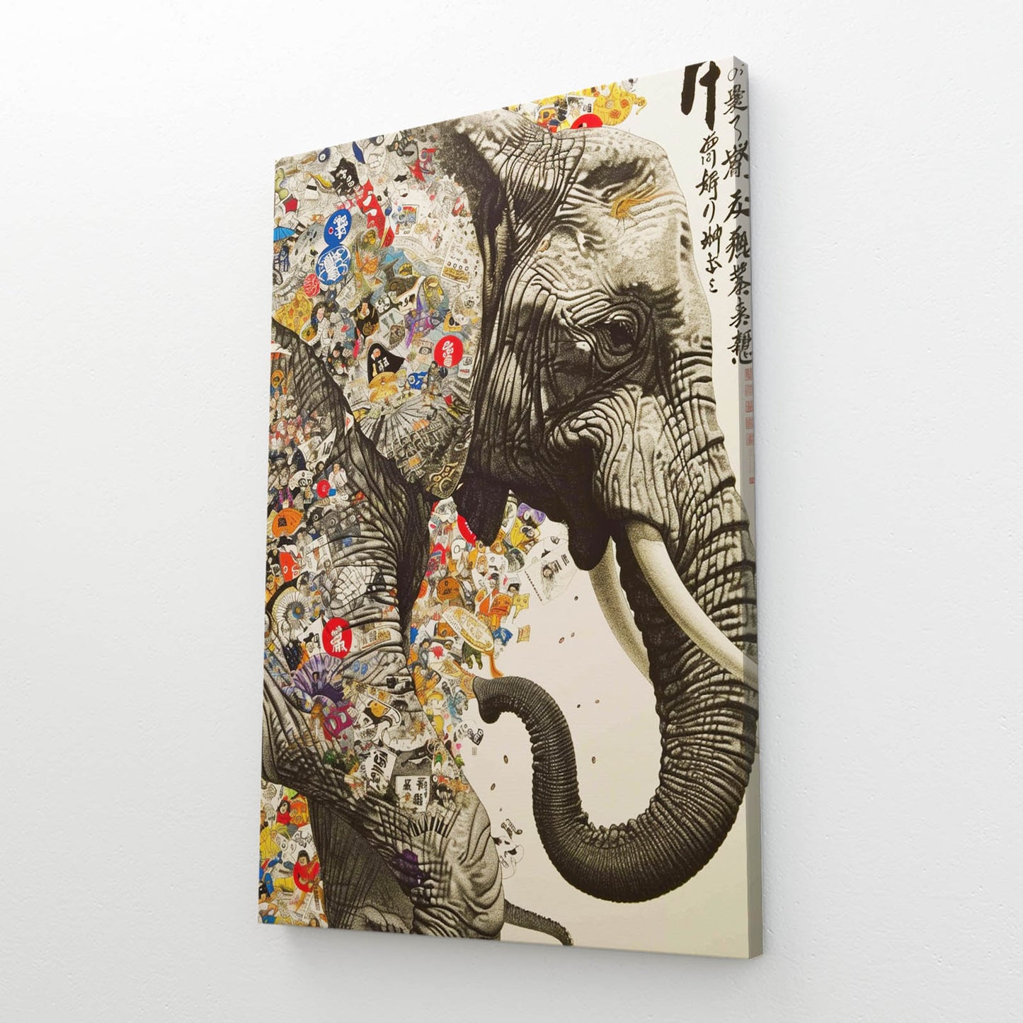 Japanese Collage Elephant Art
