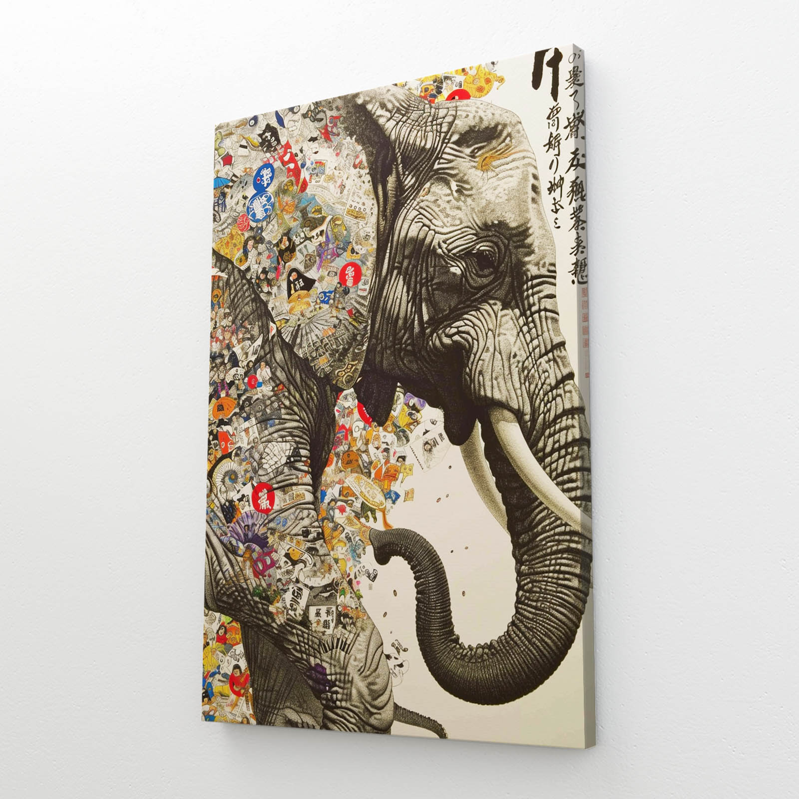 Japanese Collage Elephant Art