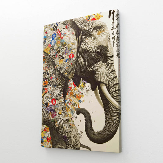 Japanese Collage Elephant Art