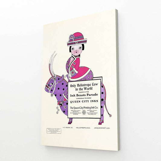 Japanese Cow Artwork – angled canvas view on white background