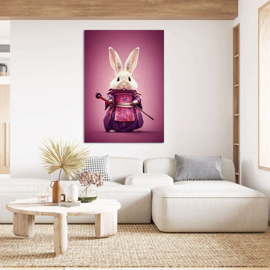 Japanese Rabbit Art – angled canvas view on white background
