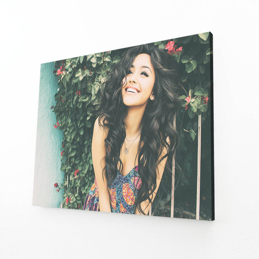 Joyful Bloom Photography Wall Art – angled canvas view on white background