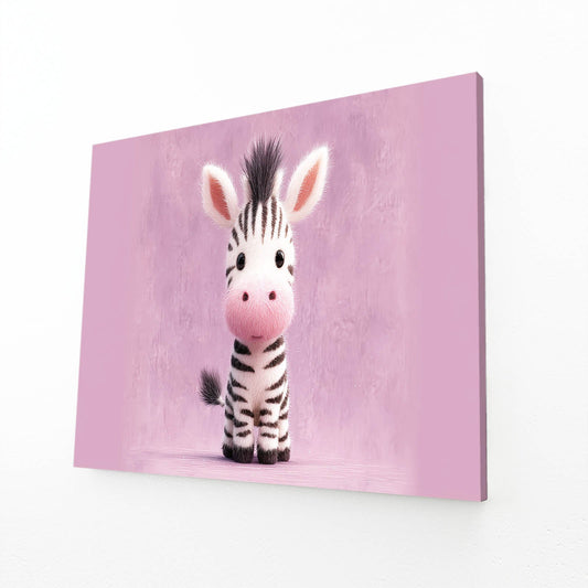 Kids Zebra Canvas Art – angled canvas view on white background