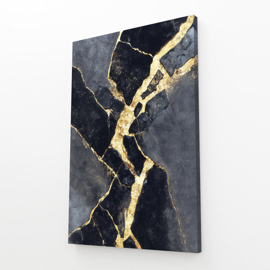 Kintsugi Marble Seam Gold Canvas – angled canvas view on white background