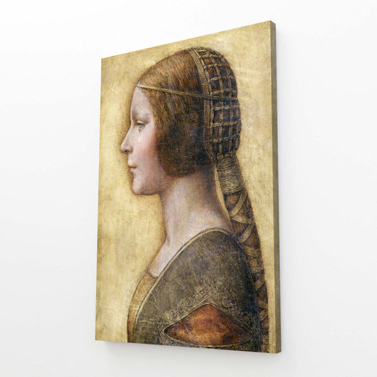 La Bella Principessa Da Vinci Canvas Art — realism canvas print, angled canvas view on white background