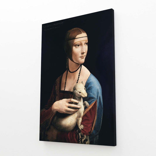 Lady With An Ermine Da Vinci Art — realism canvas print, angled canvas view on white background