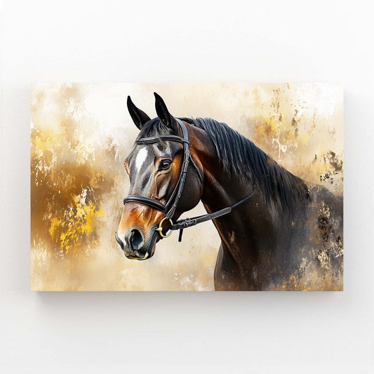 Landscape Horse Wall Art — contemporary canvas print, angled canvas view on white background