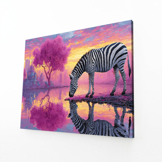 Landscape Zebra Art – angled canvas view on white background