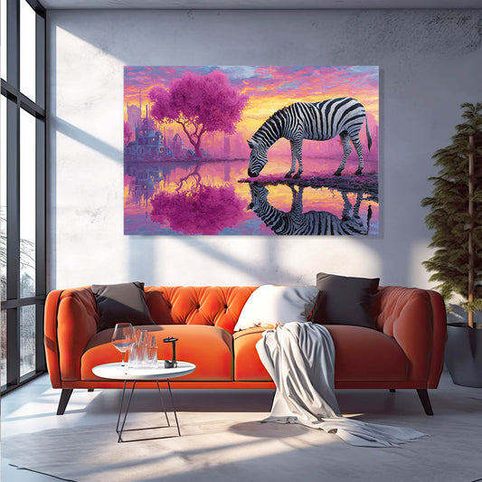 Landscape Zebra Art – styled in a furnished interior