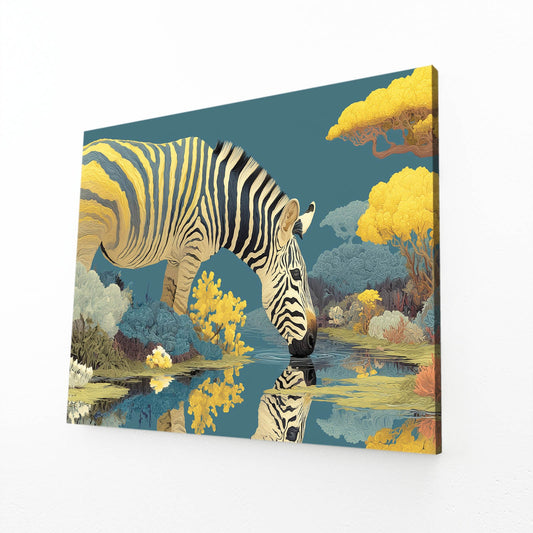 Landscape Zebra Canvas – angled canvas view on white background
