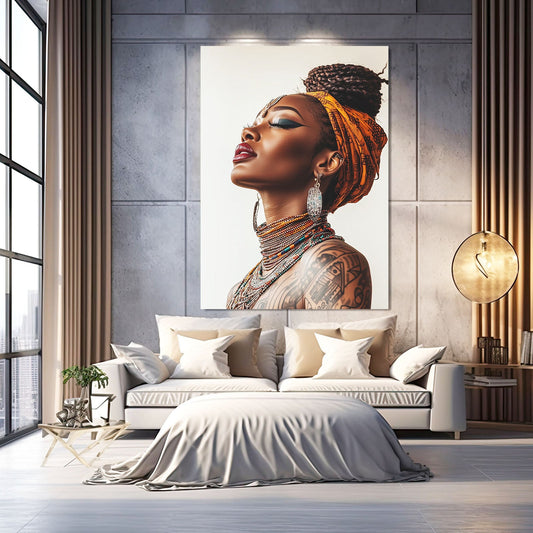 Large African Wall Art Face — african art canvas print in brown tones, view 4