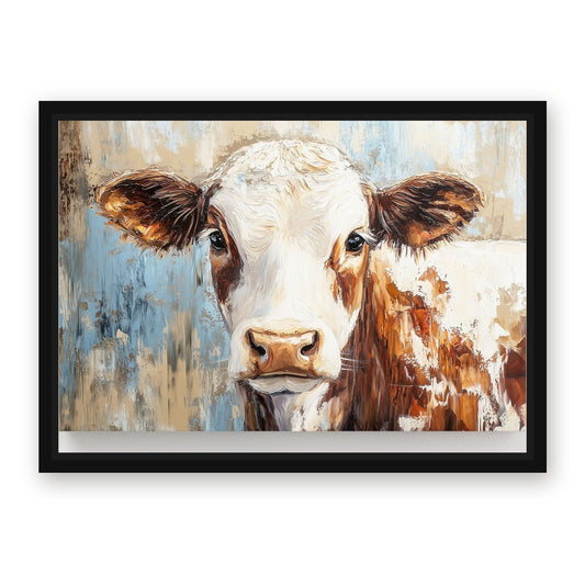 Large Cow Wall Art – with Premium Black wood frame