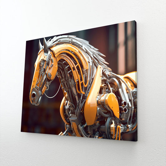 Large Unique Modern Horse Art – angled canvas view on white background