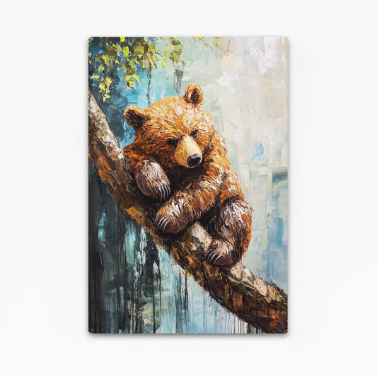 Lazy Bear Print — contemporary canvas print in brown tones, canvas print on white background