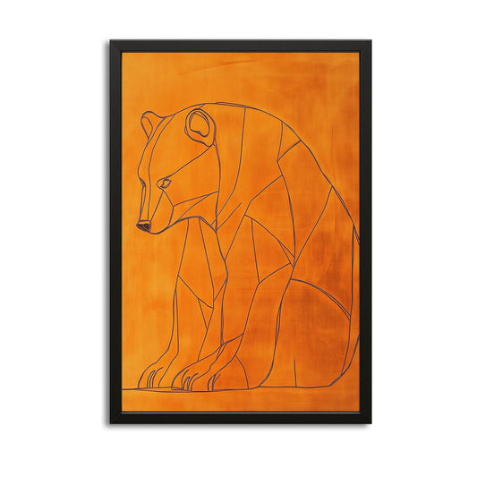 Line Art Bear — abstract canvas print in orange tones, view 3