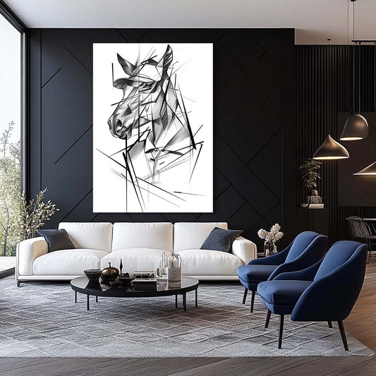 Line Horse Canvas – angled canvas view on white background