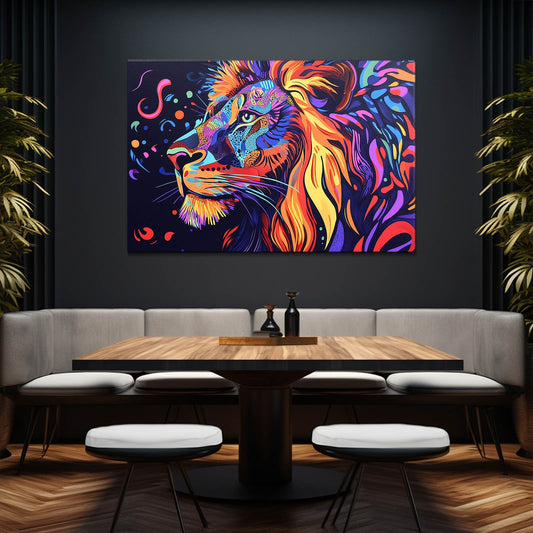Lion Art Modern — abstract canvas print in blue tones, view 3