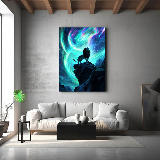 Lion Cave Art — digital canvas print in blue tones, view 3