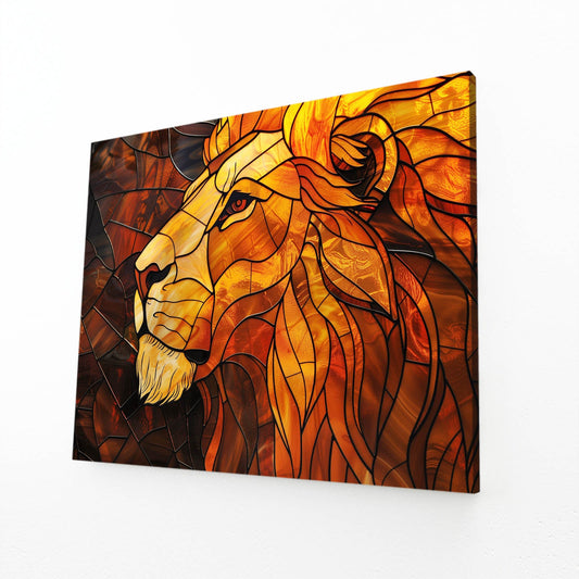 Lion Mosaic Art — digital canvas print in orange tones, view 3