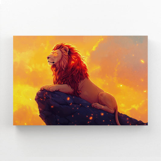 Lion Pride Artwork — digital canvas print in orange tones, canvas print on white background