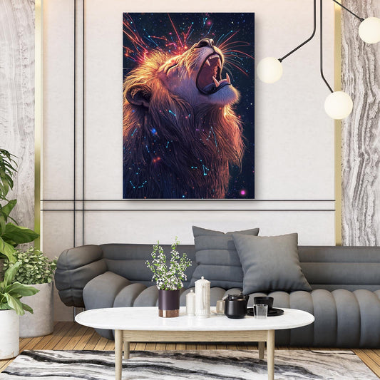 Lion Roar Art — abstract canvas print in blue tones, view 3