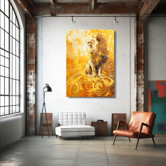 Lion Strong Art — abstract canvas print in orange tones, view 3