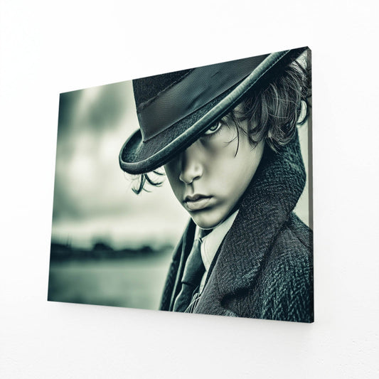 Little Detective Vintage Photography Prints – angled canvas view on white background