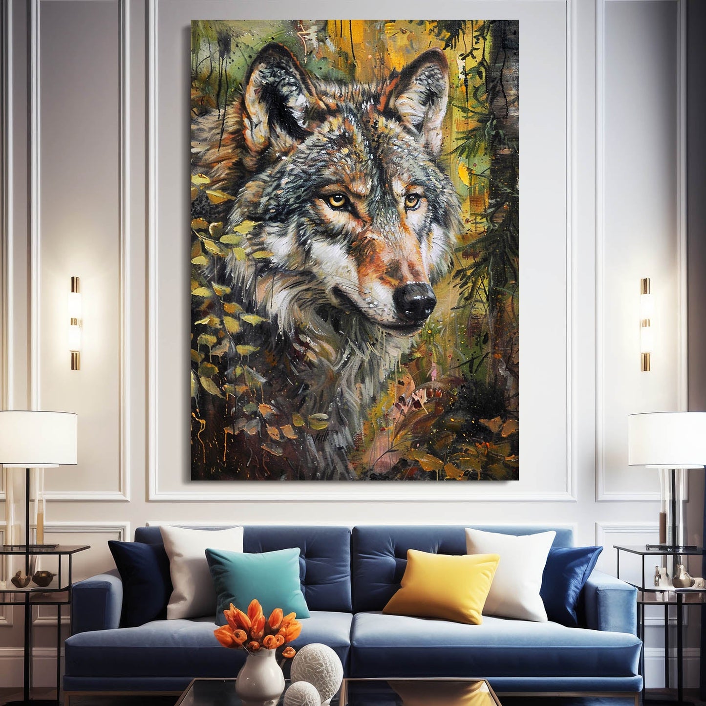 Living Room Wolf Art