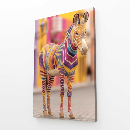 Living Zebra Canvas – angled canvas view on white background