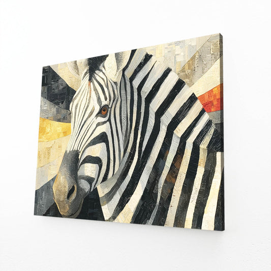 Living Zebra Wall Art – angled canvas view on white background