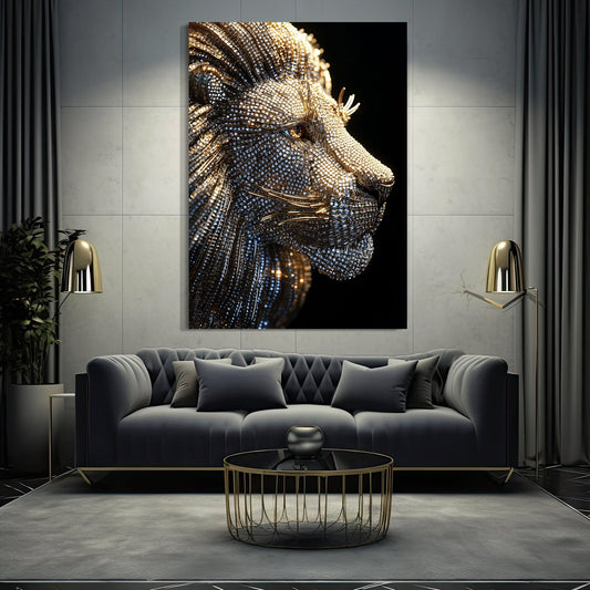 Luxurious Lion Canvas — 3d canvas print in brown tones, view 3