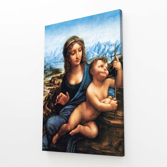 Madonna Of The Yarnwinder Da Vinci Canvas — realism canvas print, angled canvas view on white background
