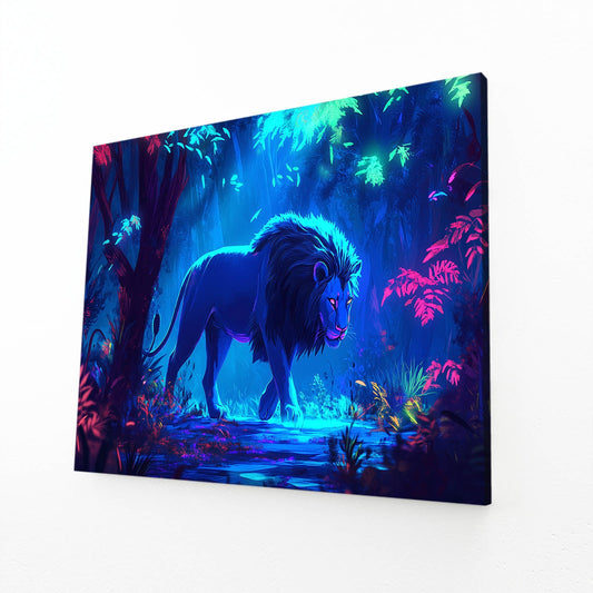 Majestic Blue Lion Forest Wall Art
