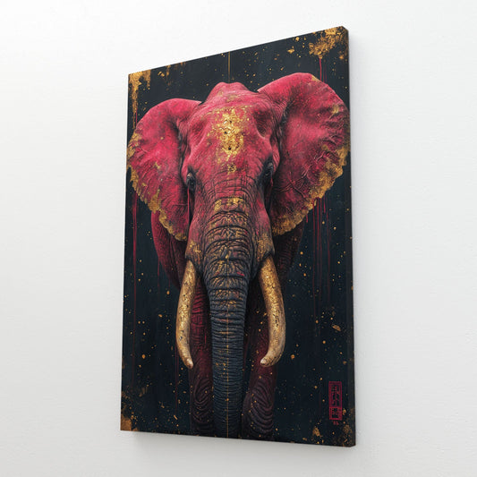 Majestic Crimson Elephant Art