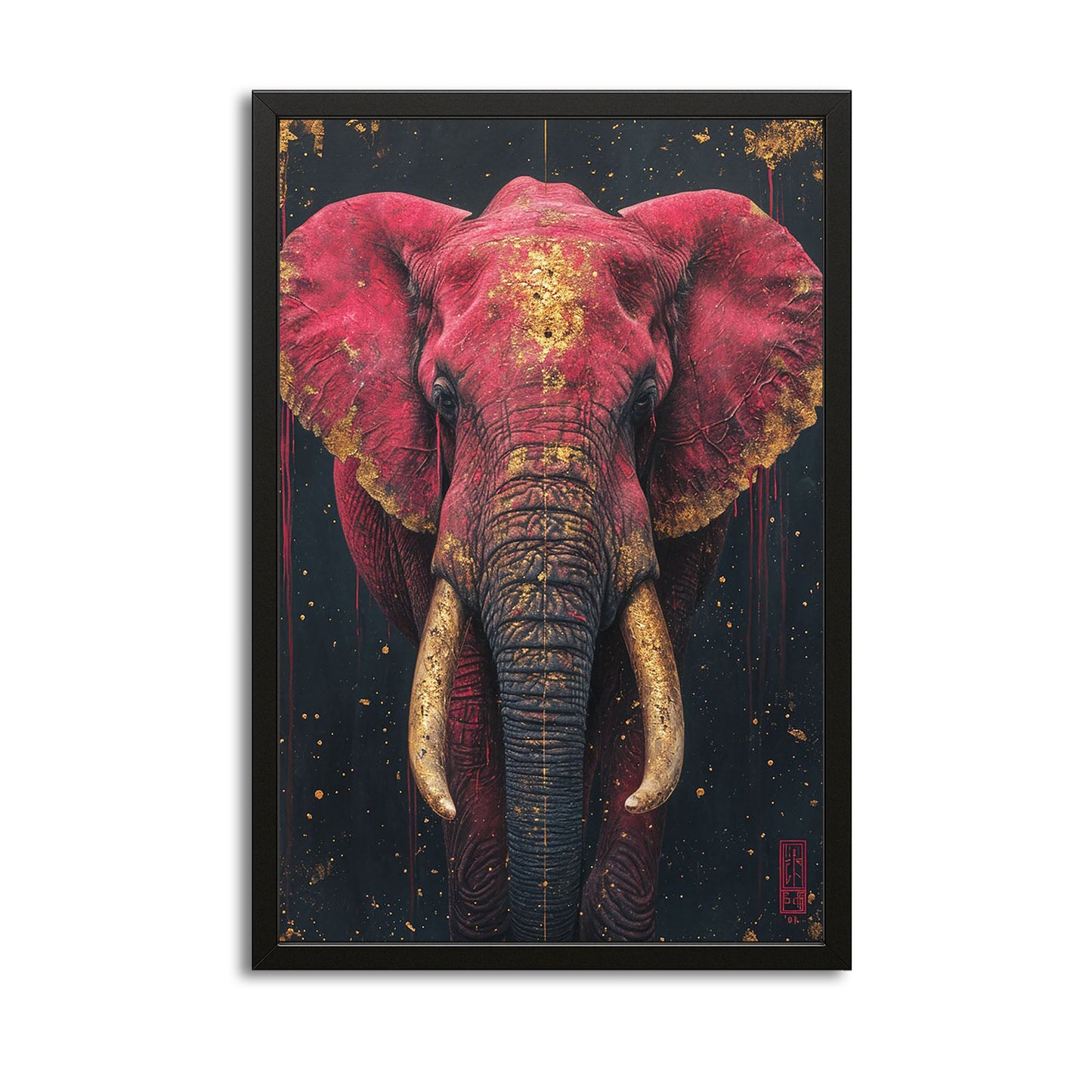 Majestic Crimson Elephant Art