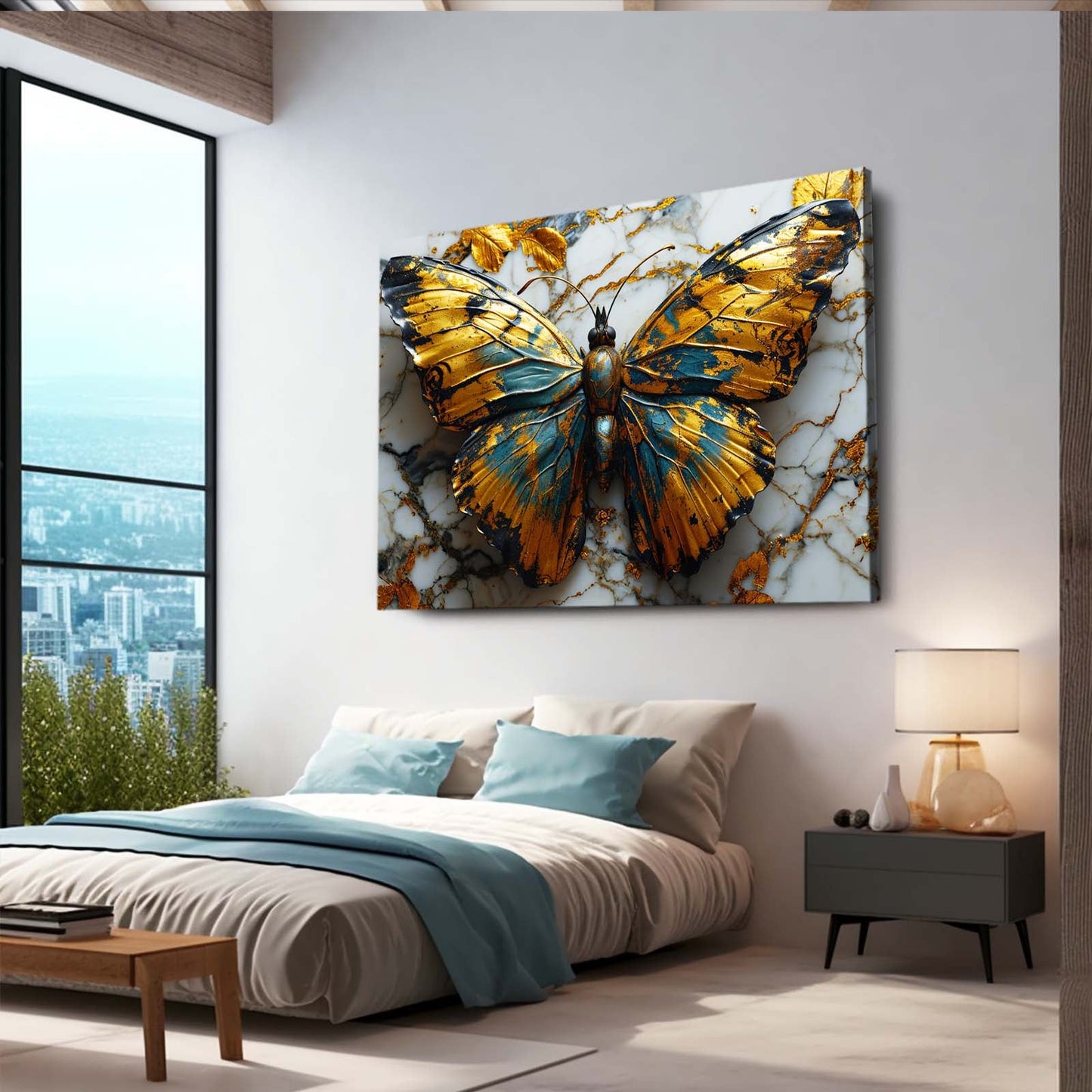 Marble Elegance Butterfly Wall Art