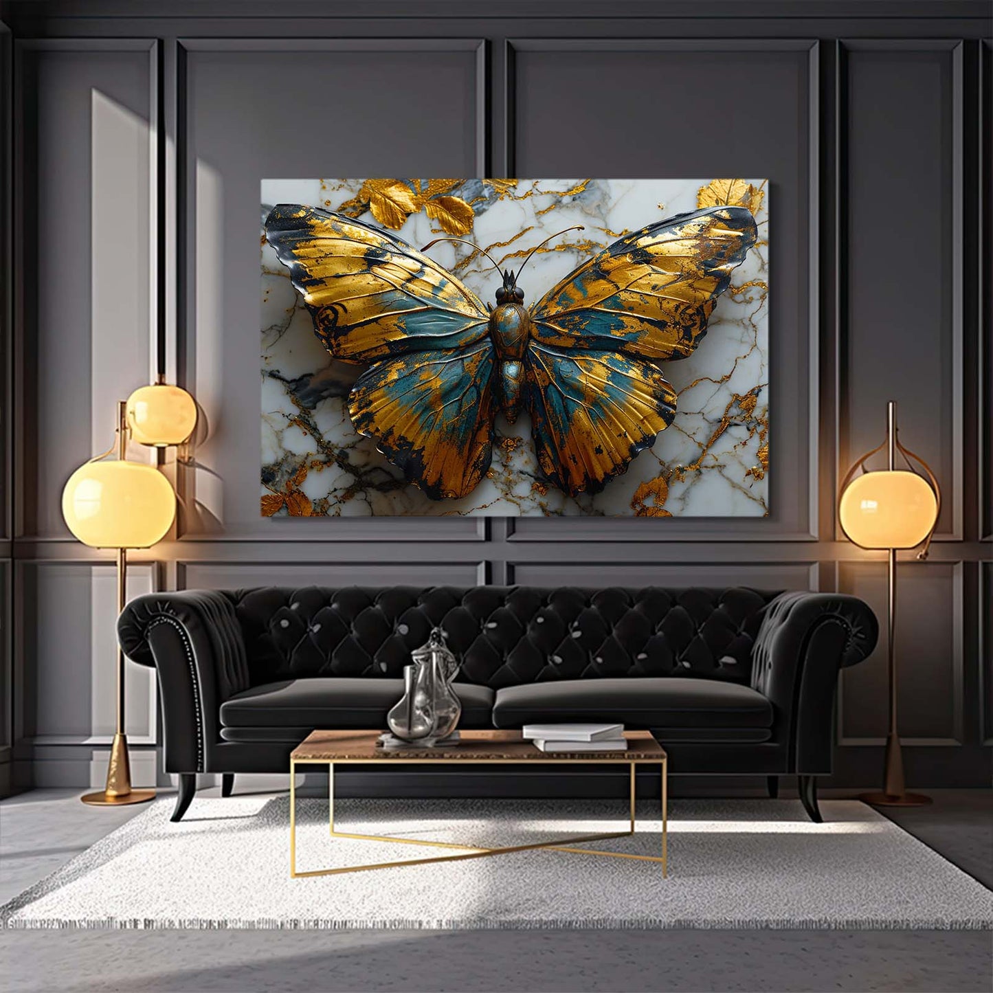 Marble Elegance Butterfly Wall Art