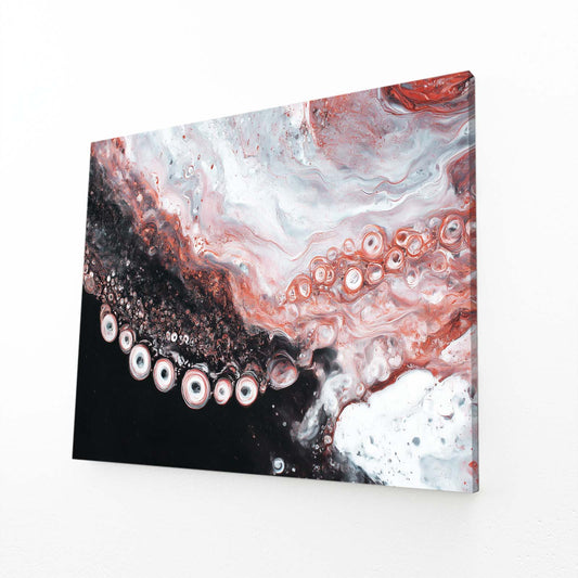 Marble Flow Tentacle Octopus Prints – angled canvas view on white background