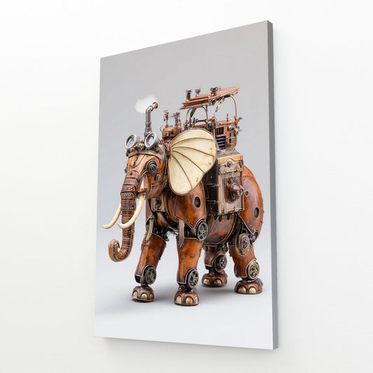 Mechanical Parasol Elephant Steampunk Canvas – angled canvas view on white background