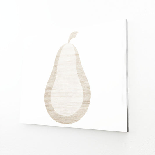 Minimal Beige Pear Fruit Canvas Art – angled canvas view on white background