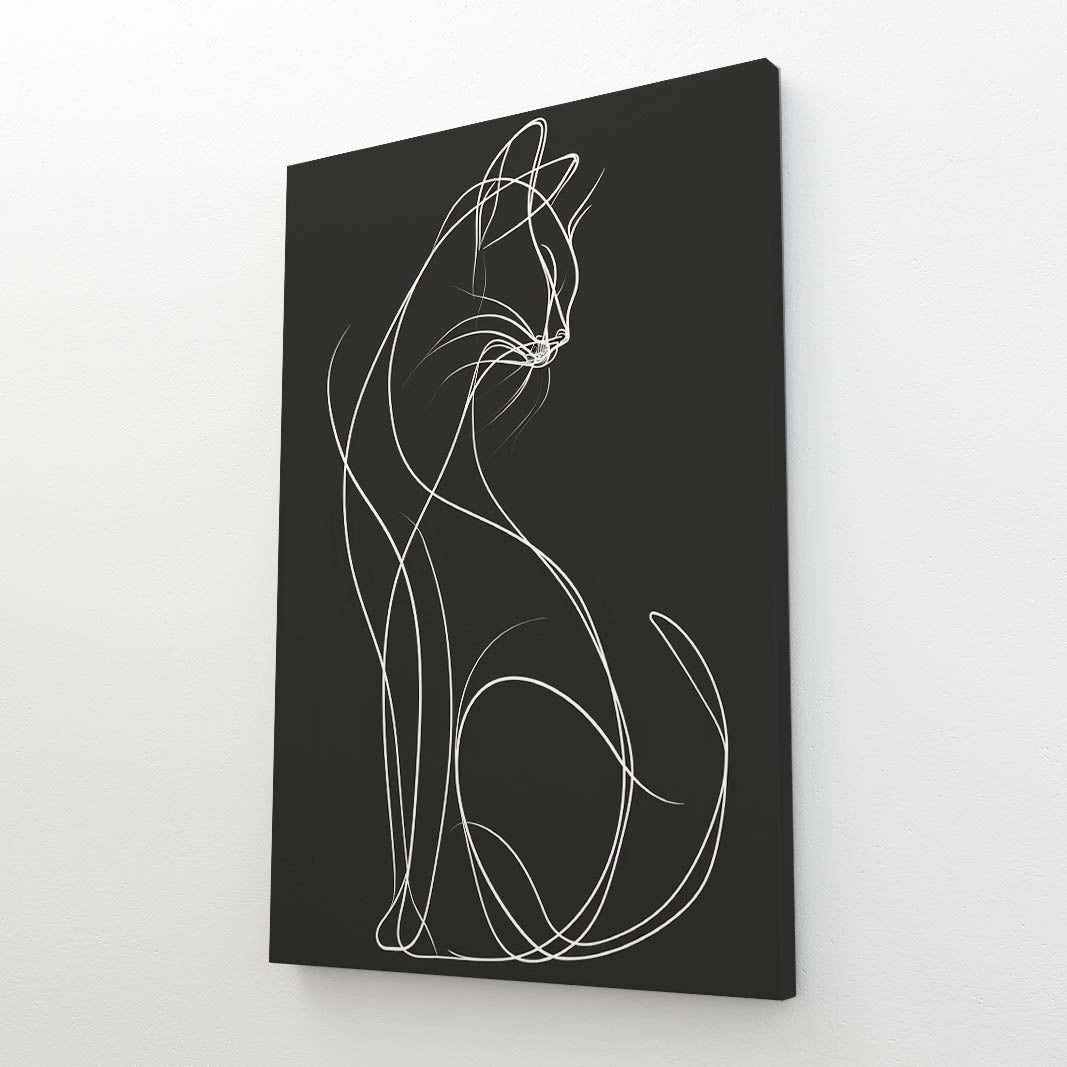 Minimal Line Cat Wall Art