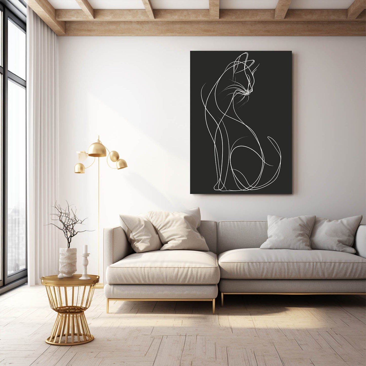 Minimal Line Cat Wall Art