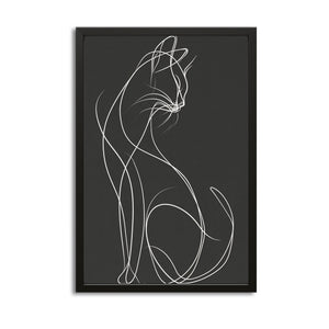 Minimal Line Cat Wall Art