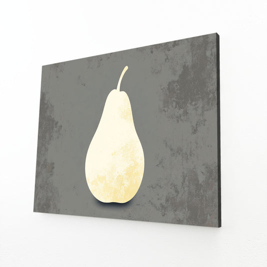 Minimal Pale Pear Fruit Canvas Art – angled canvas view on white background