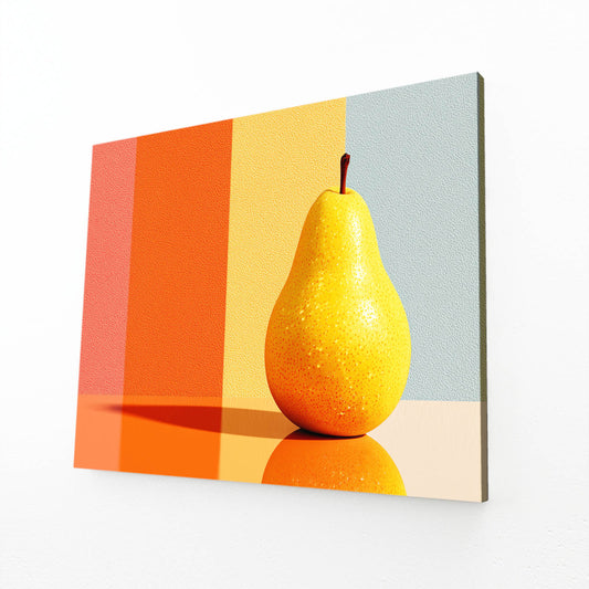 Minimal Pear Blocks Fruit Art – angled canvas view on white background