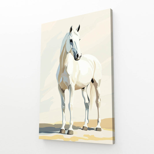 Minimal Sand Stance Horse Canvas — contemporary canvas print, angled canvas view on white background